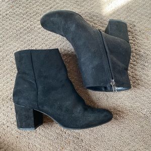 Black high heeled booties